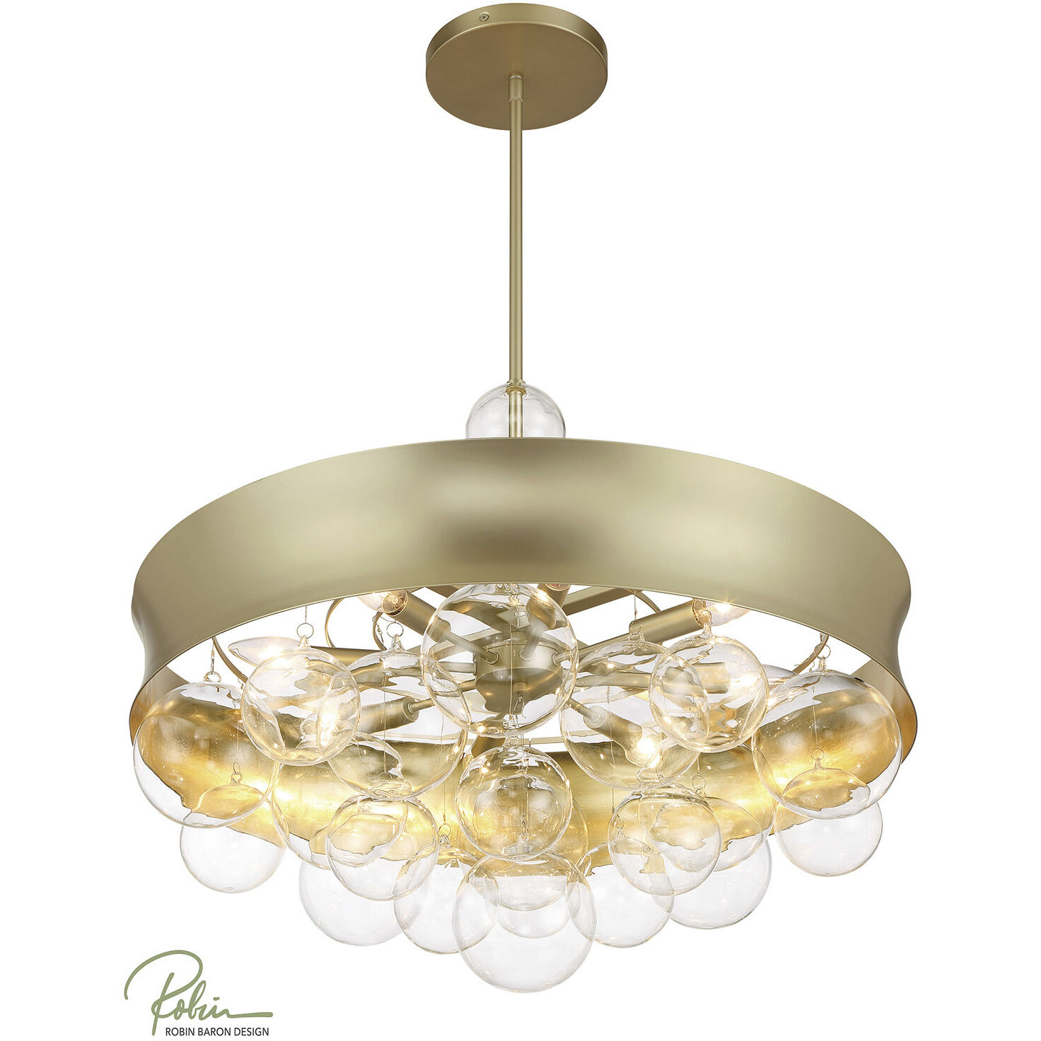 Verdi Square 8 Light 26 inch Soft Gold With Gold Leaf Convertible Pendant Ceiling Light